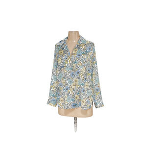 Interior Blue Floral Button-Up Top - Women's PS